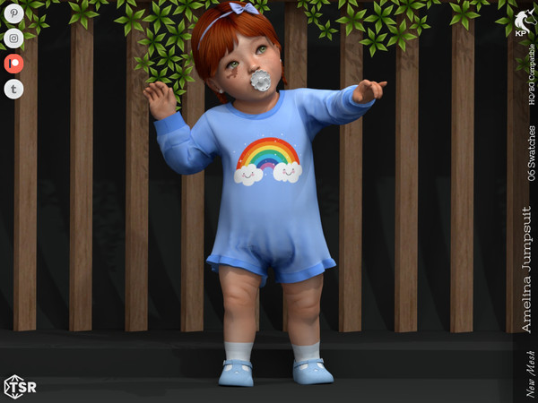 Sims 4 — Amelina Jumpsuit- Infant by KaTPurpura — Short and long sleeve jumpsuit with ruffles and a rainbow