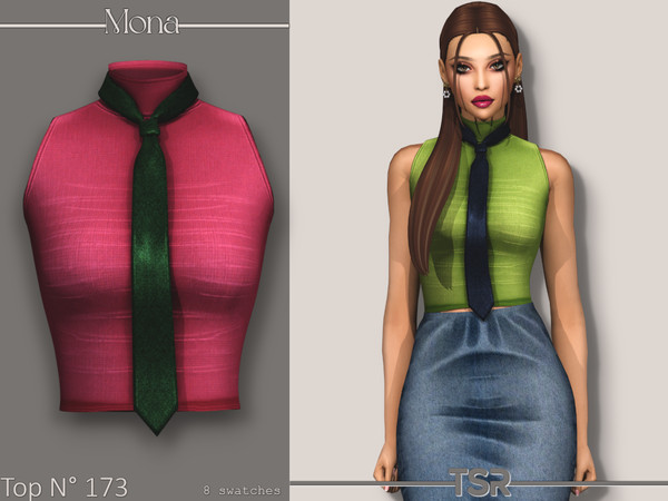 Sims 4 — Shirt with necktie by Mona — -New mesh-