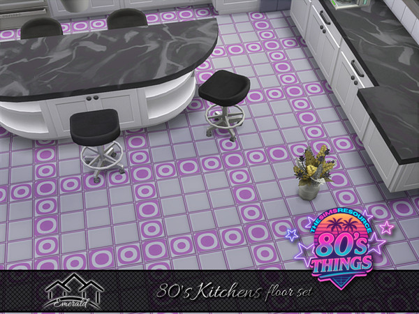 Sims 4 — 80's Kitchens floor 6 by Emerald — 80's an increase decorative ceramic tiles with artistic motifs and geometric
