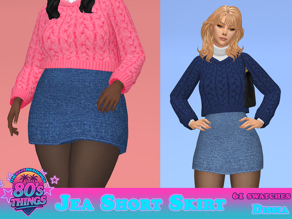 Sims 4 — Jea Short Skirt by Dissia — High waist short denim skirt