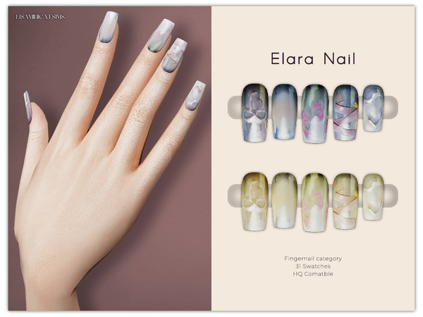 Sims 4 — LMCS Elara Nail by VELYSEA — -Fingernail category -HQ comatble -31 swatches