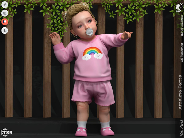 Sims 4 — Amelina Pants- Infant by KaTPurpura — Solid color shorts for girls with ruffles