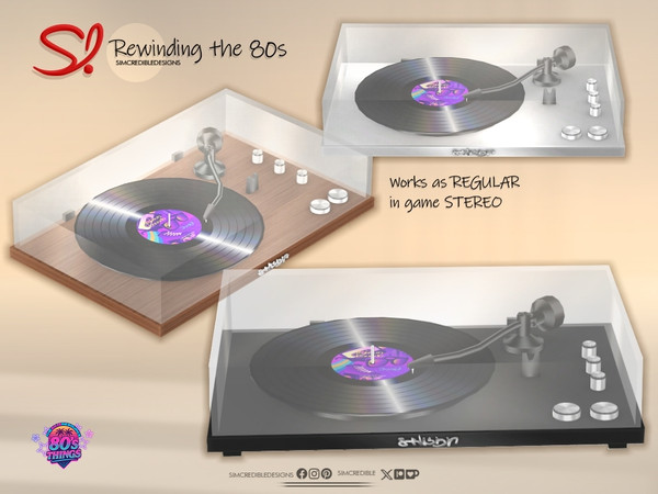 Sims 4 — Rewinding the 80s - Record player stereo by SIMcredible! — Oh the 80s... the time when electronics were all