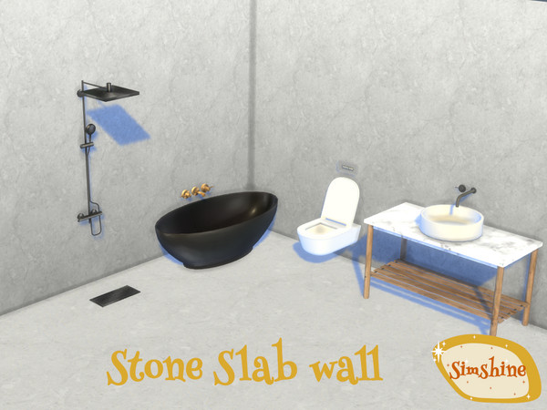 Sims 4 — Simshine stone slab wall.package by Sim_shine — Walls and floors for interior or exterior. Grays, white, and
