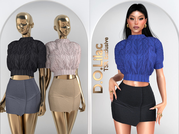 Sims 4 — Chic Minimalism Set DO106 Top 2053 by DOLilac — Includes: (Top + Bottom)