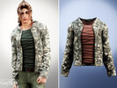 Sims 4 — Adult - Digital camo jacket with layered tee by Garfiel — A lightweight open front jacket in a modern digital