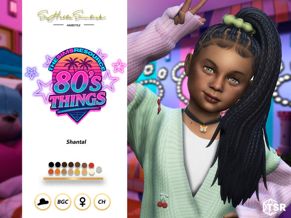Sims 4 — Shantal Hairstyle for Children by sehablasimlish — High ponytail of African braids with scrunchie Hope you like