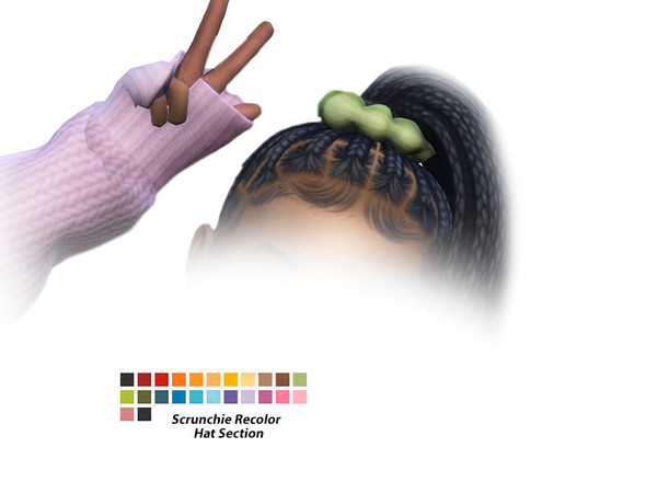Sims 4 — SHS_ShantalChildHair_ScrunchieRecolor.package by sehablasimlish — High ponytail of African braids with scrunchie