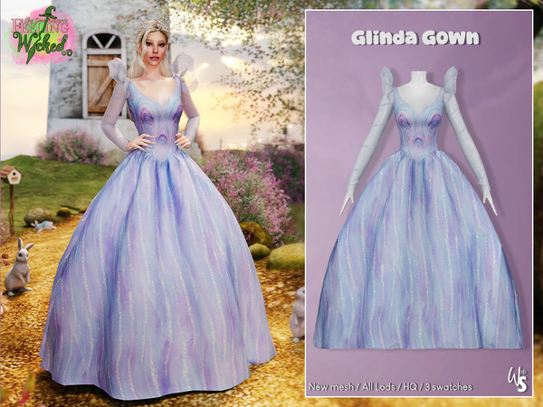 Sims 4 — Feeling Wicked - Glinda Blue Gown by WisteriaSims — Make your Sims girls shine like the Good Witch!