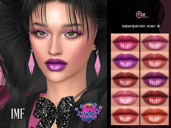 Sims 4 — 80s Things - IMF Stephanie Lipstick N.684 by IzzieMcFire — Stephanie Lipstick N.684 contains 10 colors in hq