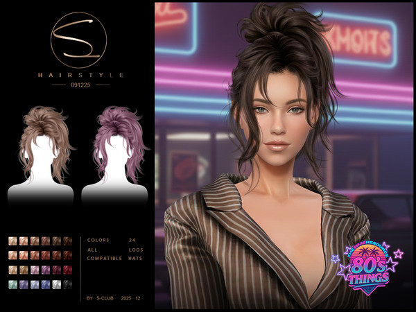 Sims 4 — (80's Things) S-CLUB_091225_Retro updo hairstyles by S-Club — Retro updo hairstyles hope you like thank you