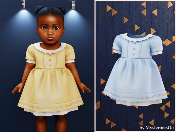 Sims 4 — Infant - Satin dress with fluffy short sleeves by MysteriousOo — Satin dress with fluffy short sleeves in 6