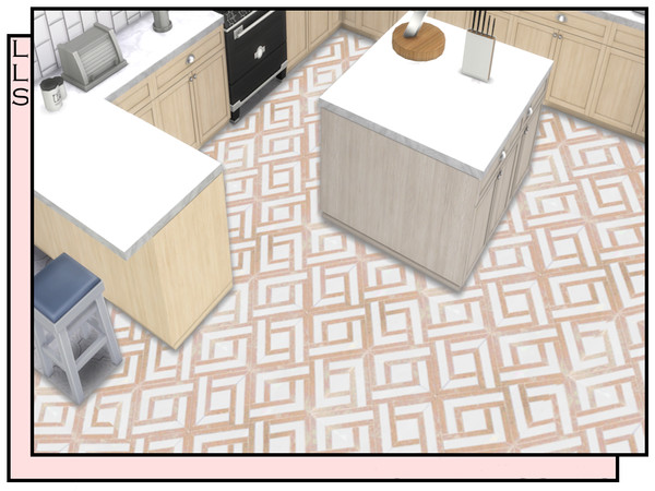 Sims 4 — Confuse Floor Tile by lavilikesims — A symmetric floor tile in 6 colours white tile with blue intersecting lines