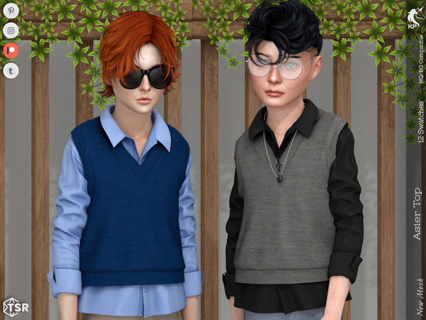 Sims 4 — Asier Top- Child by KaTPurpura — Boys' shirt paired with a dress vest