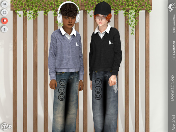 Sims 4 — Donato Top- Child by KaTPurpura — Long sleeve wool sweater with shirt