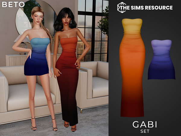 Sims 4 — By Beto - Gabi (Dress).package by Beto_ae0 — Short and long dresses with gradients, enjoy them