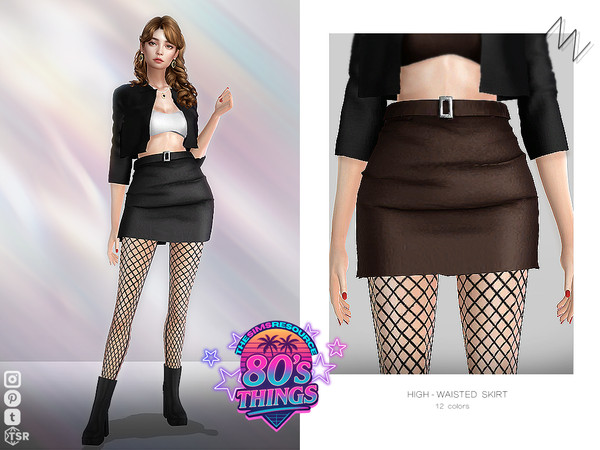 Sims 4 — HIGH-WAISTED SKIRT by ZNsims — short skirt, high waist, casual, tight, stockings