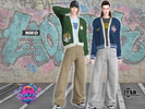 Sims 4 — 80'S THINGS - NIKO - College Jacket by Helsoseira — Style - Printed T-Shirt with college jacket