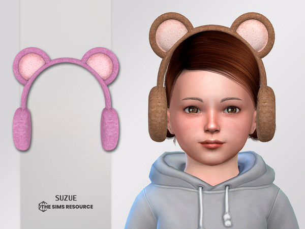 Sims 4 — Bear Earmuffs Toddler by Suzue — New Mesh (Suzue)
