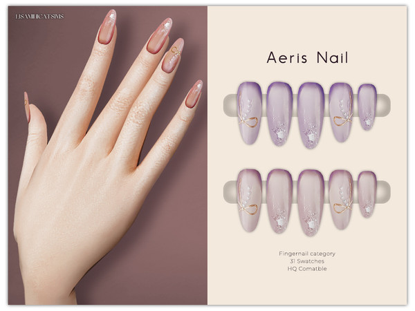 Sims 4 — LMCS Aeris Nail by VELYSEA — -Fingernail category -HQ comatble -31 swatches