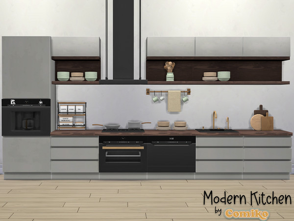 Sims 4 — Modern Kitchen Part 2 by Comiko — Part 2 - Modern Kitchen Set is base game compatible and consist of 7 items -