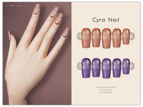 Sims 4 — LMCS Cyra Nail by VELYSEA — -Fingernail category -HQ comatble -31 swatches