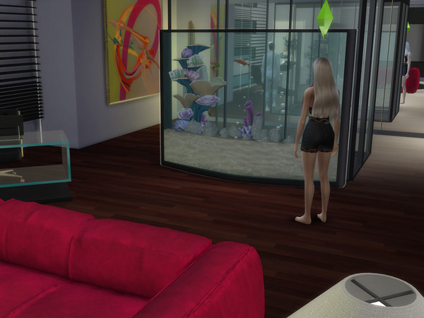 Sims 4 — Functional Aquarium Soleil by FirstR2 — Bring a warm, modern glow into your Sims home with the Aquarium Soleil.