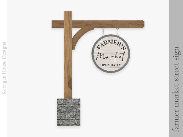 Sims 4 — Farmer Market Street Sign by kerriganhouse — A small set of displays and carts for a farmer's market.