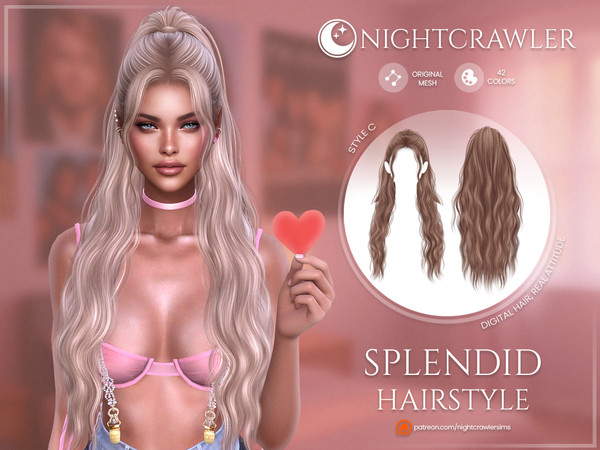 Sims 4 — Nightcrawler-Splendid Hair STYLE A by Nightcrawler_Sims — NEW HAIR MESH