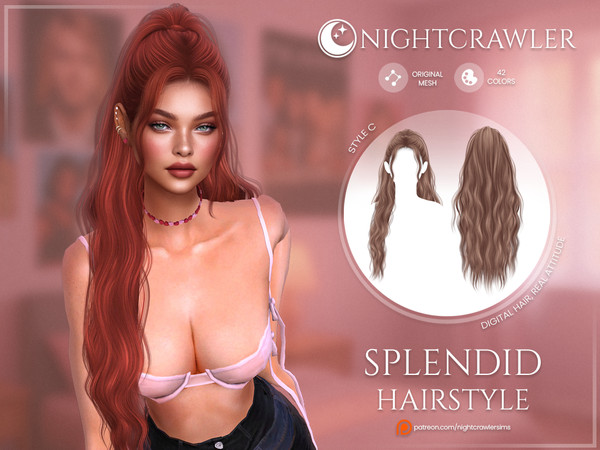 Sims 4 — Nightcrawler-Splendid Hair STYLE C by Nightcrawler_Sims — NEW HAIR MESH