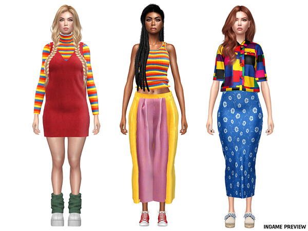Sims 4 — DAPHS - Floral Long Skirt C1690 - TSR.package by Daph's — Turn up the color with Vivid 80s Collection.