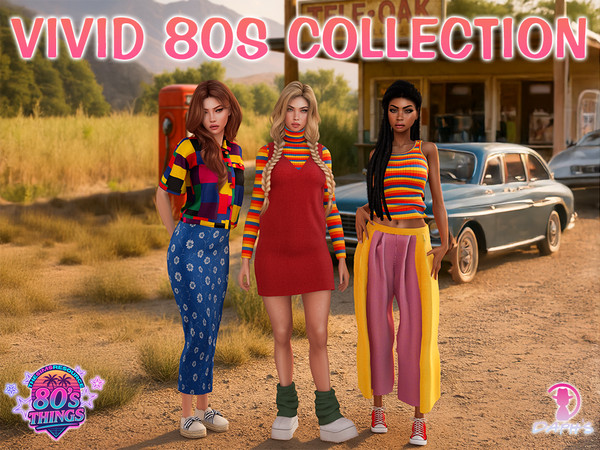 Sims 4 — DAPHS - Retro Color Patch Shirt C1689 - TSR.package by Daph's — Turn up the color with Vivid 80s Collection.