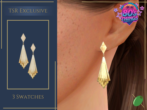 Sims 4 — Retro Pleated Drop Earrings by Pitted0live — Classy 80s inspired drop earrings with a fashionable pleated design
