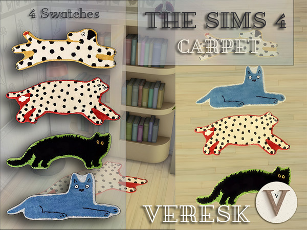Sims 4 — VERESK_Domestic Animals rug by Veresk_Veresk — Rug with images of pets in 4 designs.
