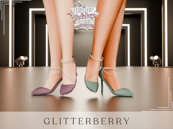 Sims 4 — Diamond Christmas Heels by Glitterberryfly — A gorgeous diamond band christmas heel