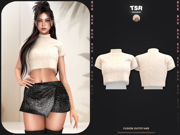Sims 4 — Fusion Outfit-649 - Sweater BD1641 by busra-tr — - Set Inclued : Sweater - Skirt - 10 Swatches - For Female
