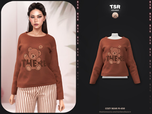 Sims 4 — Cozy Bear PJ -650 - Top BD1642 by busra-tr — - Set Inclued : Top - Bottom - 10 Swatches - For Female (Teen to