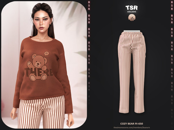 Sims 4 — Cozy Bear PJ -650 - Bottom BD1642 by busra-tr — - Set Inclued : Top - Bottom - 10 Swatches - For Female (Teen to