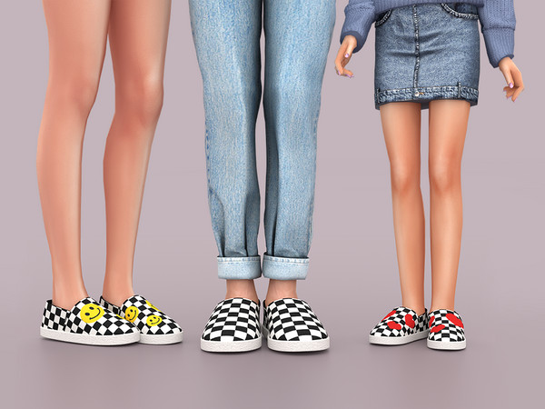 Sims 4 — Checkerboard Pattern Sneakers by Mermalade — New Mesh