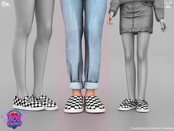Sims 4 — Checkerboard Pattern Sneakers S665 (Male) by Mermalade — New Mesh