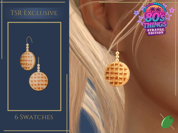 Sims 4 — Stranger Things Eggo Earrings by Pitted0live — Hook earrings inspired by the 80's frozen 'eggo' waffles Inspired