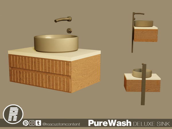 Sims 4 — PureWash Deluxe Sink by reacustomcontent — Refined, modern, and effortlessly elegant, the PureWash Deluxe Sink
