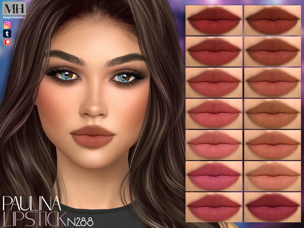 Sims 4 — Paulina Lipstick N288 by MagicHand — Matte lips in 16 colors - HQ Compatible.
