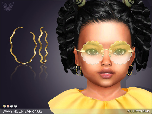 Sims 4 — Wavy Hoop Earrings For Toddlers by feyona — Wavy Hoop Earrings For Toddlers come in 4 colors