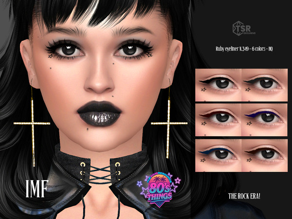 Sims 4 — 80s Things - IMF Ruby Eyeliner N.349 by IzzieMcFire — Ruby Eyeliner N.349 contains 6 colors in hq texture.