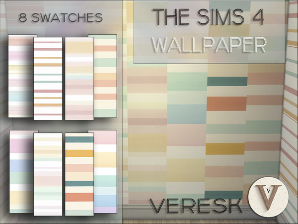 Sims 4 — VERESK_Multicolored stripes wallpaper by Veresk_Veresk — Wallpaper with stripes of different colors in 8