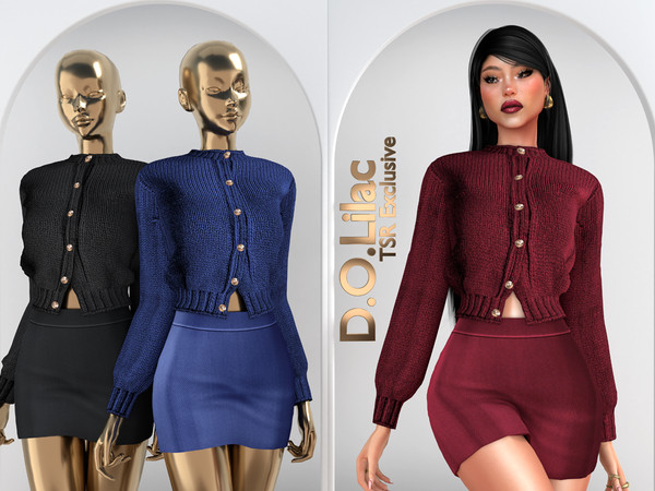 Sims 4 — Classic Knit Chic Set DO111 Bottom 2066 by DOLilac — Includes: (Top + Bottom)