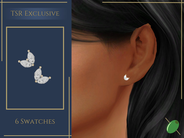 Sims 4 — Missy Diamond Stud Earrings V1 by Pitted0live — Cute dainty diamond studs in a chevron shape Custom catalog