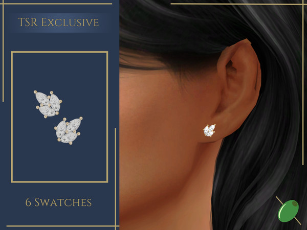 Sims 4 — Missy Diamond Stud Earrings V2 by Pitted0live — Marquise diamond dainty stud earrings Custom catalog image