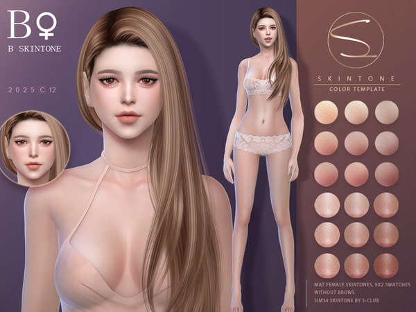 Sims 4 — S-CLUB_female_skintone_1225 by S-Club — Female skintone 1225 with 18 colors, hope you like, thank you.